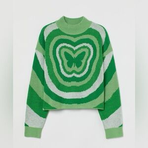 Green butterfly sweater